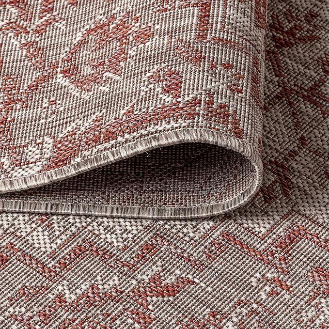 JONATHAN Y Boho Medallion Indoor Outdoor Runner Rug 2X10 Red/Taupe, Estrella - Image 5
