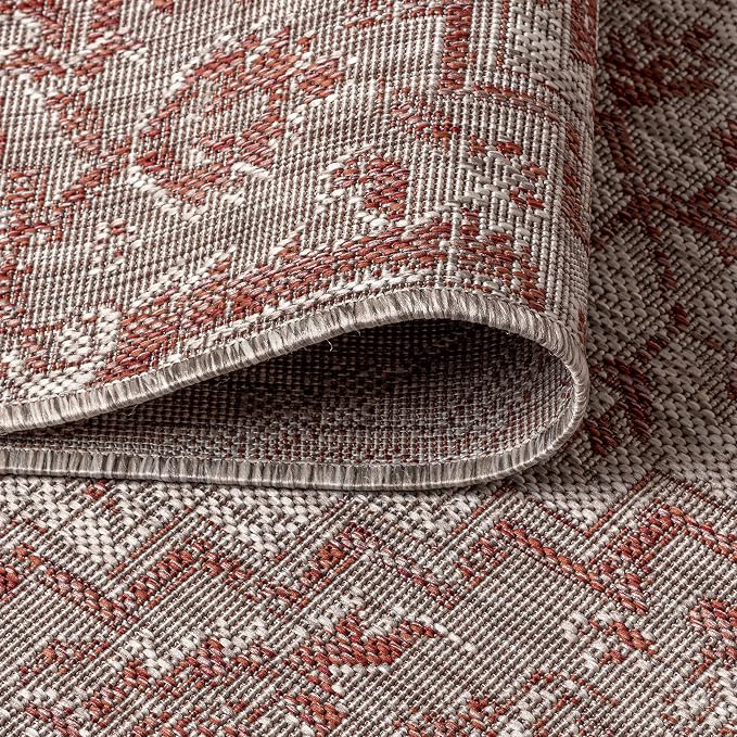 JONATHAN Y Boho Medallion Indoor Outdoor Area Rug 4X6 Red/Taupe, Estrella - Image 6
