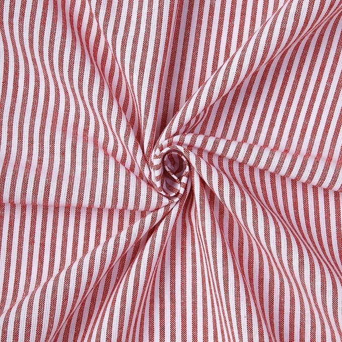 Encasa XO Table Runner, Woven Cotton Dining Runner 13"x94" | Ticking Red - Image 5