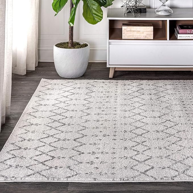 JONATHAN Y Boho Vintage Diamond Cream/Gray Indoor Area Rug 4X6 ft, Moroccan Hype - Image 3