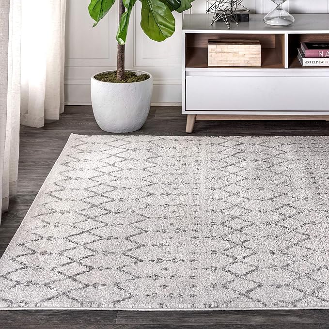 JONATHAN Y Boho Vintage Diamond Cream/Gray Indoor Area Rug 3X5 ft, Moroccan Hype - Image 3