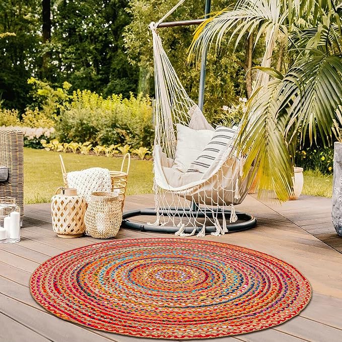 Hausattire Bohemian Braided Rug 3' Round - Image 2