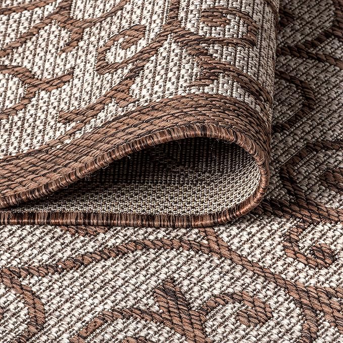 JONATHAN Y Vintage Filigree Indoor Outdoor Square Area Rug 5X5 Taupe/Espresso - Image 5