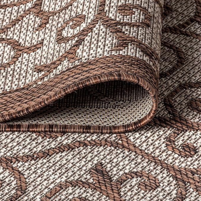 JONATHAN Y Vintage Filigree Indoor Outdoor Area Rug 4X6 Taupe/Espresso - Image 6