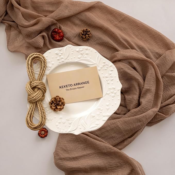 6Pcs Nude Cheesecloth Table Runner 120 Inches - Image 2