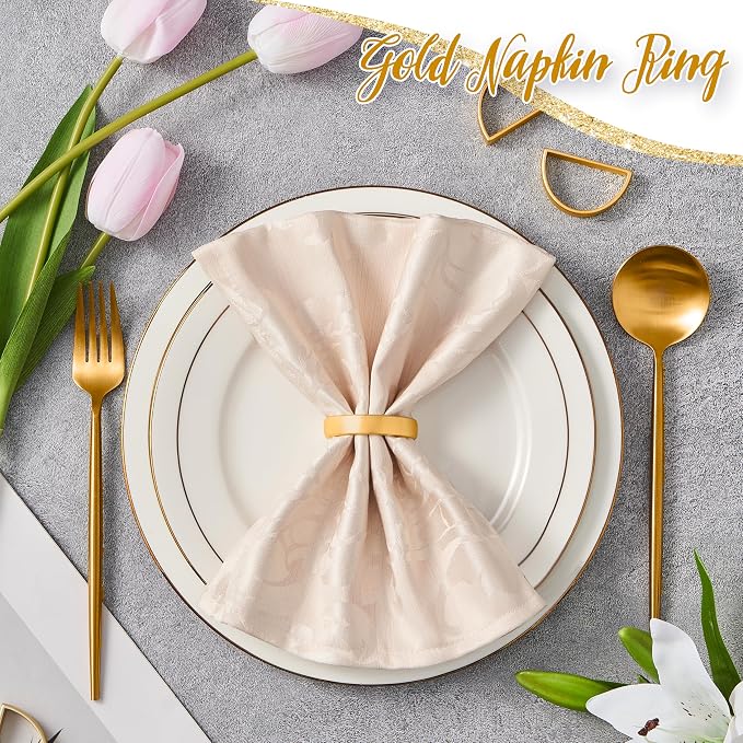 APTWOW Gold Napkin Rings Set of 200, Semicircle Metal Gold Napkin Holder Buckles - Image 5