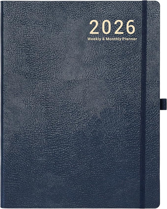 2026 Planner - Weekly and Monthly Planner 2026, JAN 2026 - DEC 2026, 8.5" x 11", Leather Cover 2026 Planners with Thick Paper, Back Pocket with Notes Pages - Blue