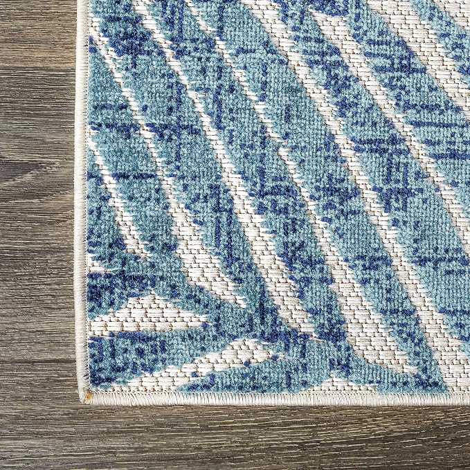 JONATHAN Y Tropics Palm Leaves Indoor Outdoor Square Area Rug 6X6 Cream/Orange - Image 7