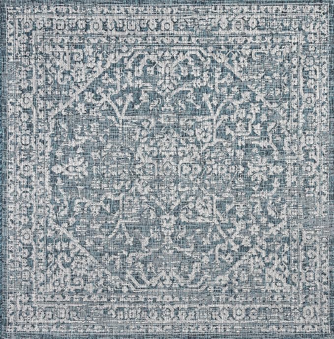 JONATHAN Y Boho Medallion Indoor Outdoor Square Area Rug 3X3 Teal/Gray - Image 8