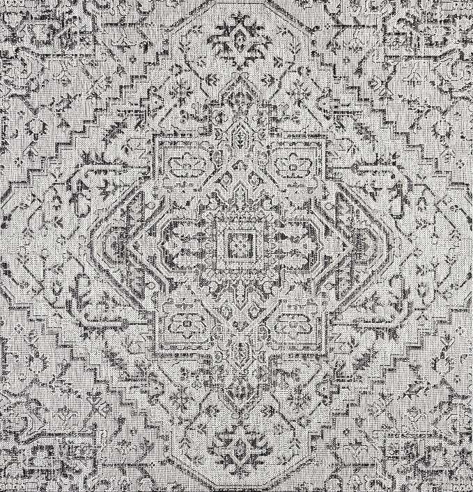 JONATHAN Y Boho Medallion Indoor Outdoor Square Area Rug 8X8 Black/Gray - Image 8